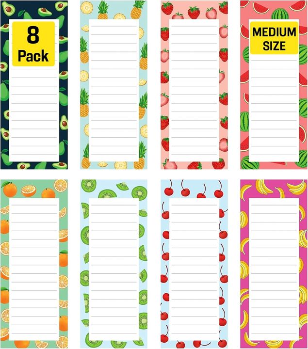 Fruit Magnetic Notepads, 8 Pack