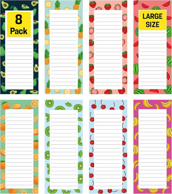 Large Fruit Magnetic Notepads, 8 Pack