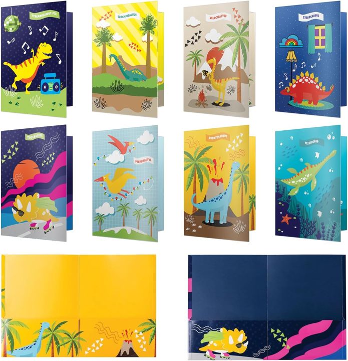Dinosaur Pocket Folders, 8 Pack