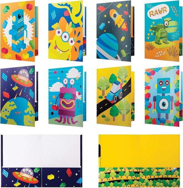 Robots & Space Pocket Folders, 8 Pack