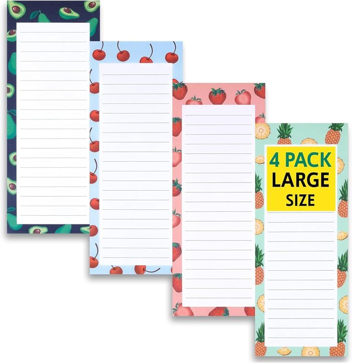 Large Fruit Magnetic Notepads, 4 Pack (Design A)