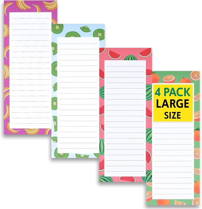 Large Fruit Magnetic Notepads, 4 Pack (Design B)