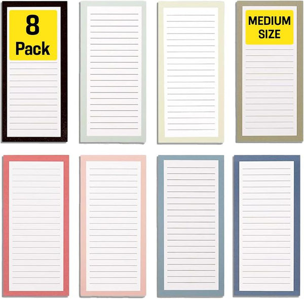 Solid Color Magnetic Notepads, 8 Pack