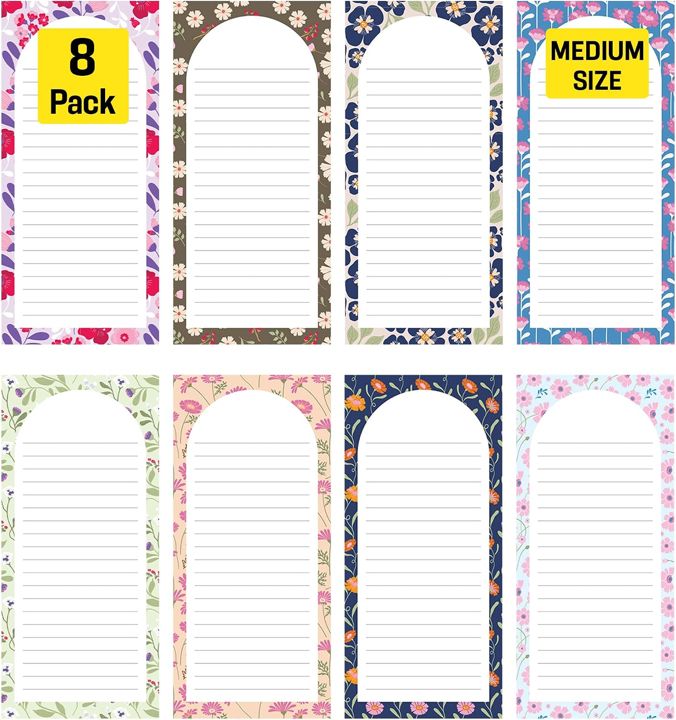 Floral Magnetic Notepads, 8 Pack