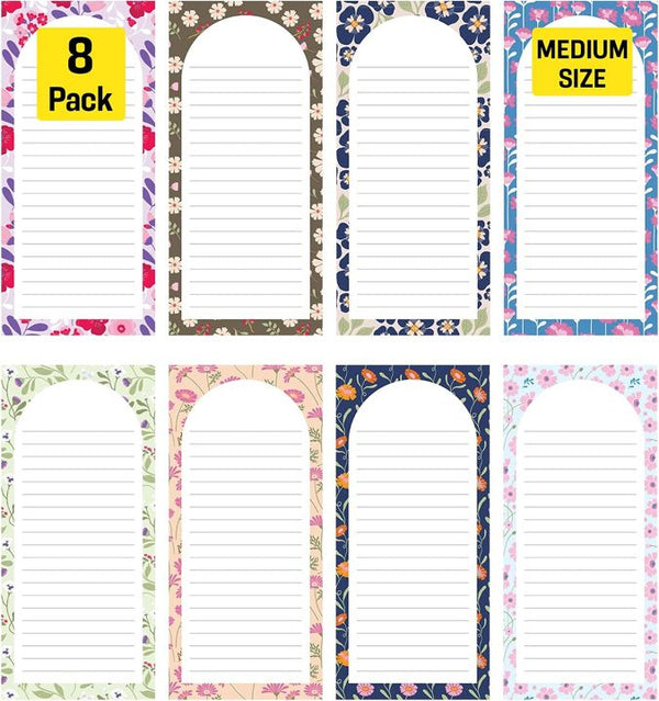 Floral Magnetic Notepads, 8 Pack